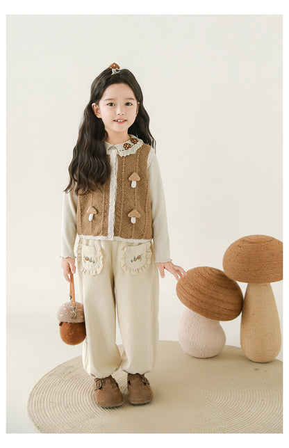Woodland Embroidered Corduroy Trousers, Cream