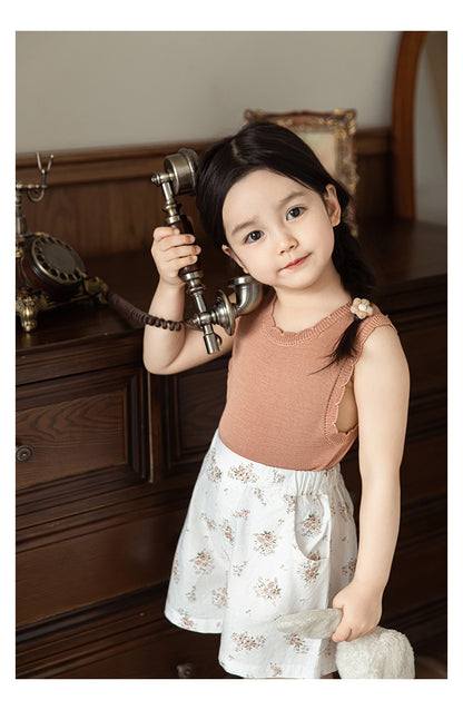 Cotton Poplin Shorts, Ivory Floral