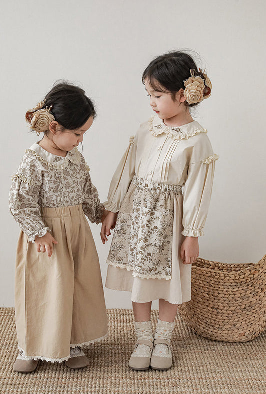 Fleur Lace Trim Skirt, Mocha Floral Patchwork