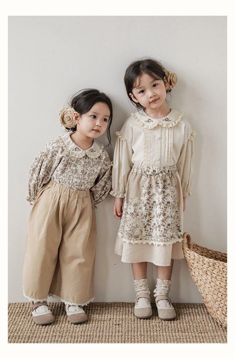 Fleur Lace Trim Skirt, Mocha Floral Patchwork