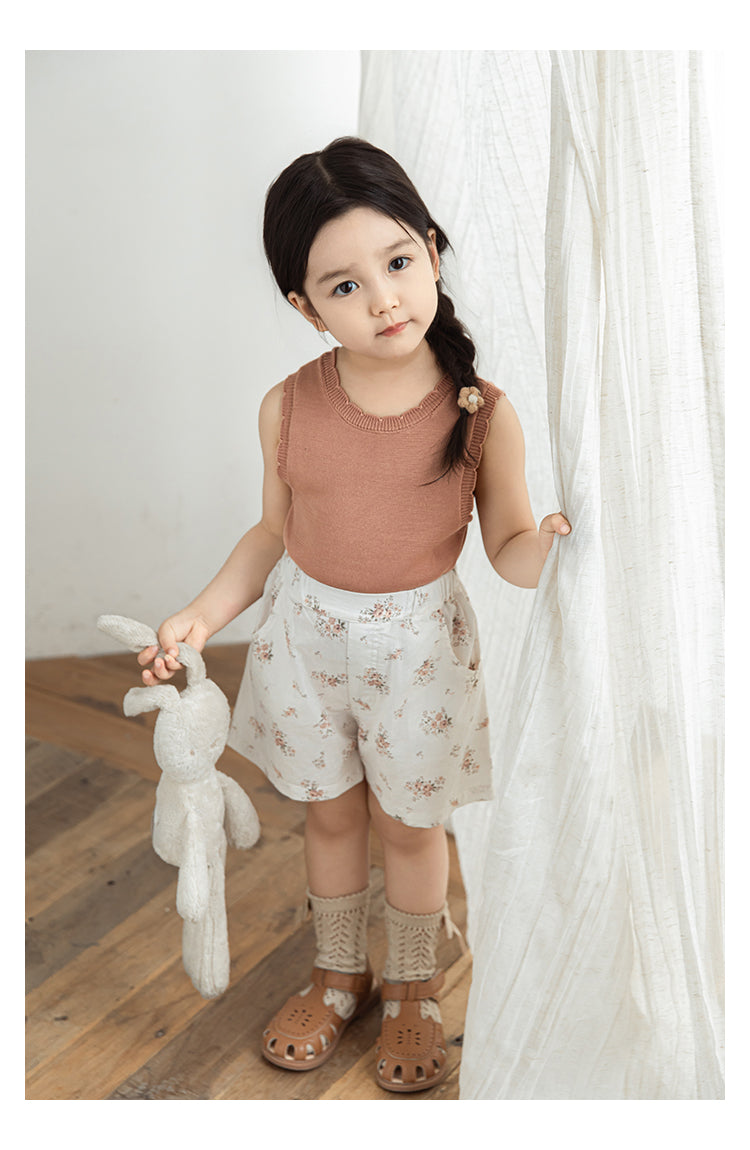 Cotton Poplin Shorts, Ivory Floral