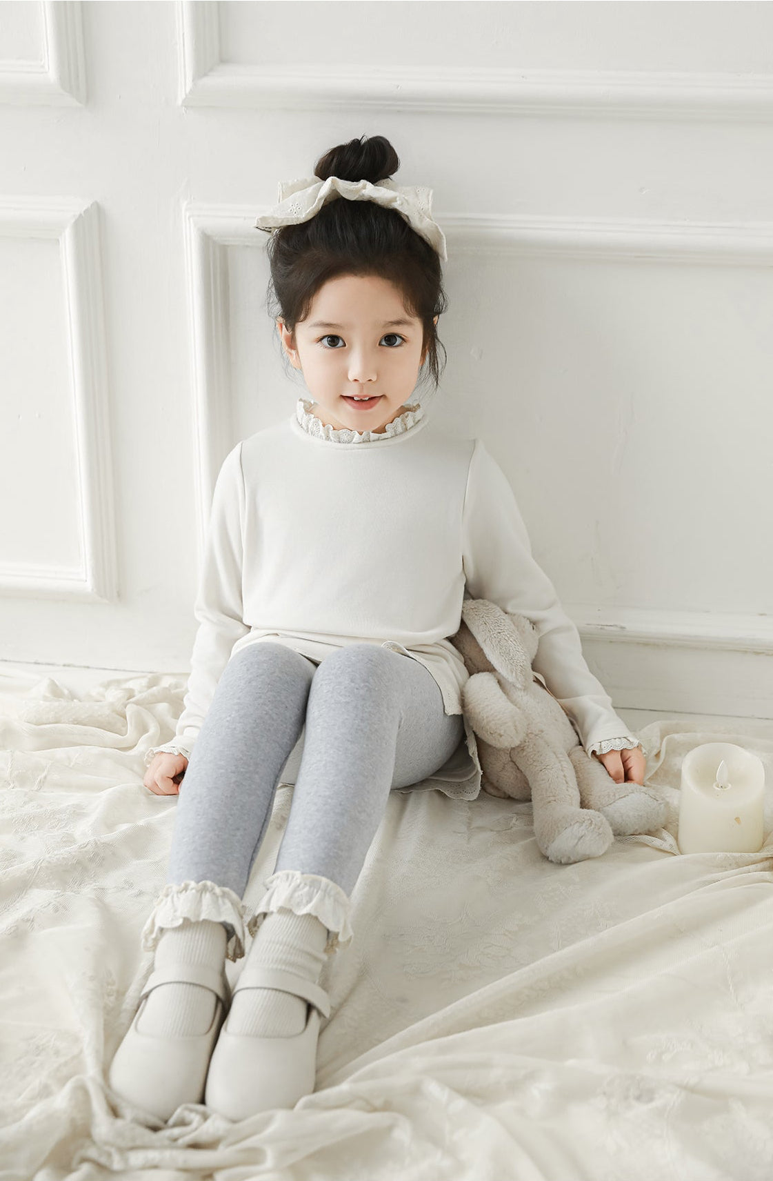 Lace Hem Leggings, Cloud Grey