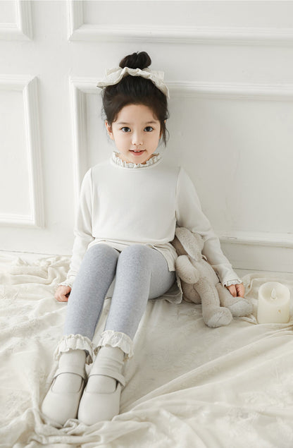 Lace Hem Leggings, Cloud Grey