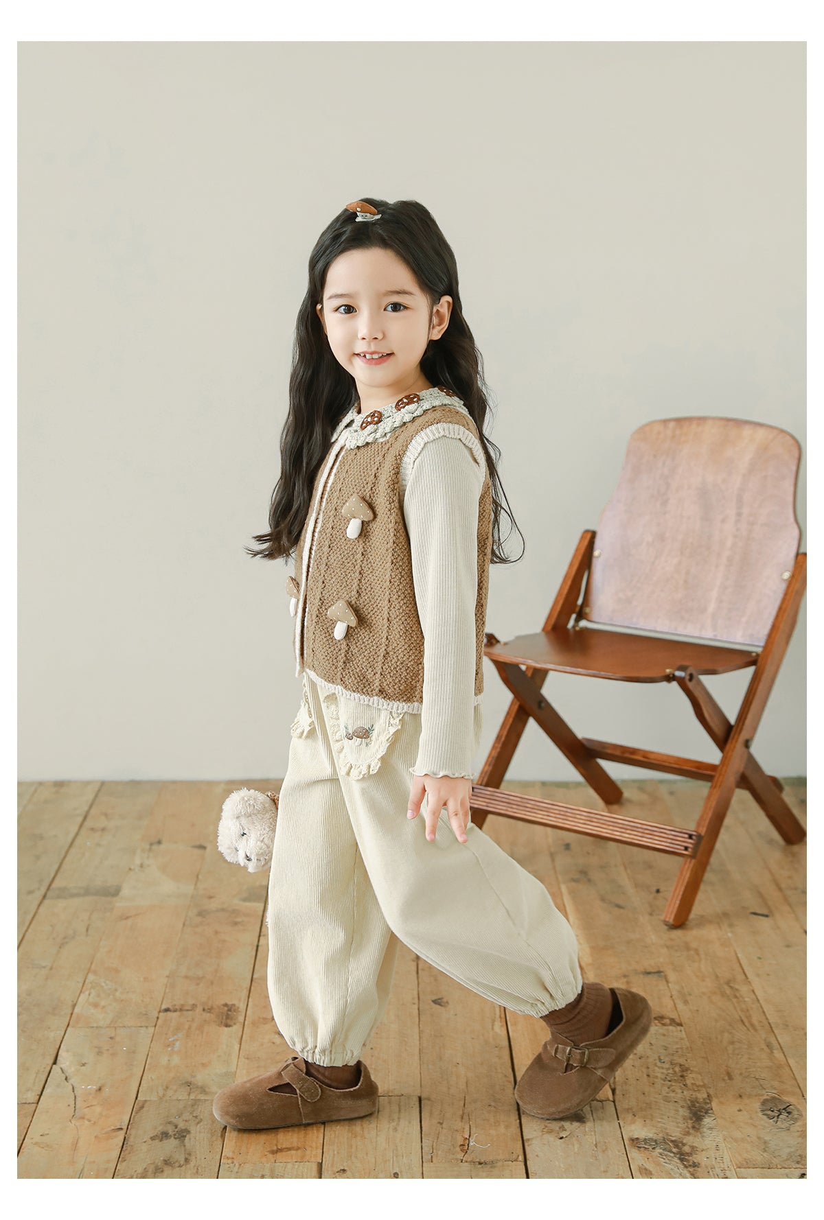 Woodland Embroidered Corduroy Trousers, Cream