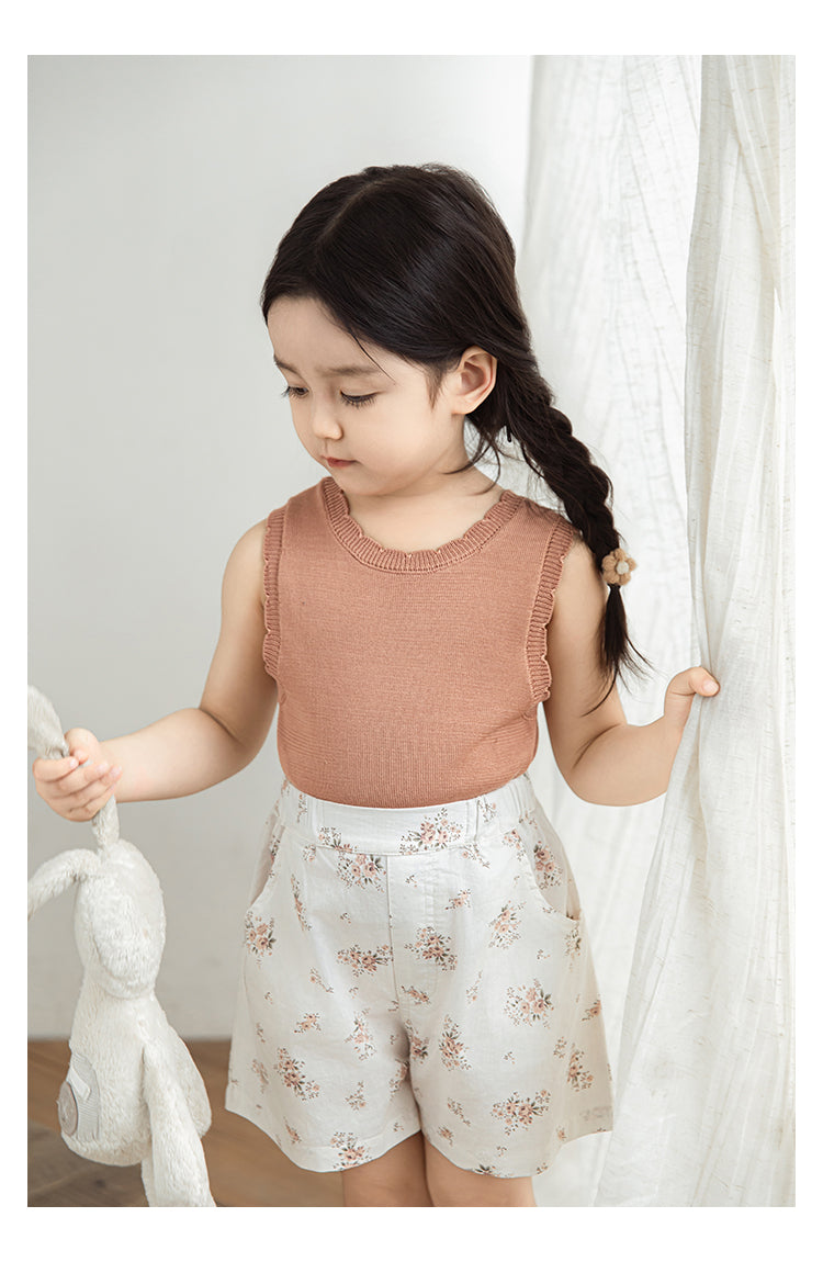 Cotton Poplin Shorts, Ivory Floral