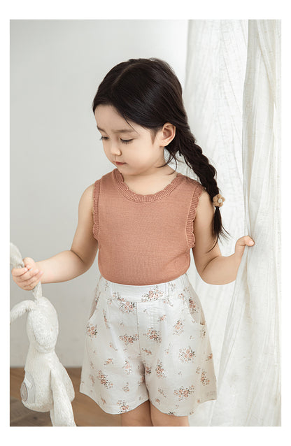 Cotton Poplin Shorts, Ivory Floral