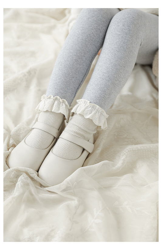 Lace Hem Leggings, Cloud Grey