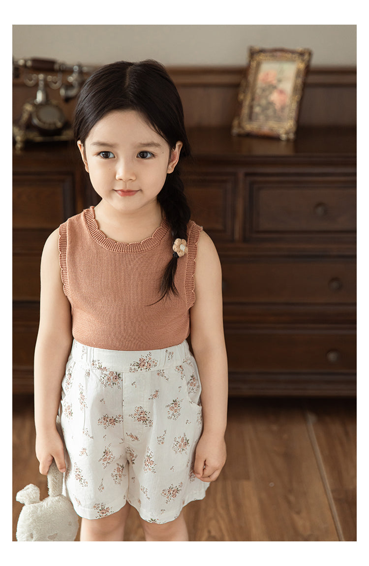 Cotton Poplin Shorts, Ivory Floral