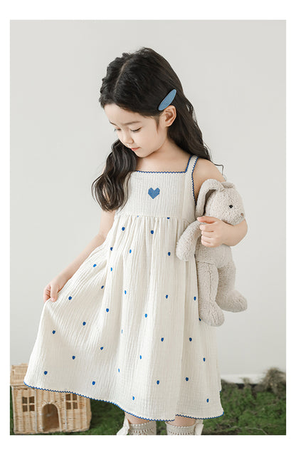 Mia Heart Embroidered Muslin Dress, Ivory