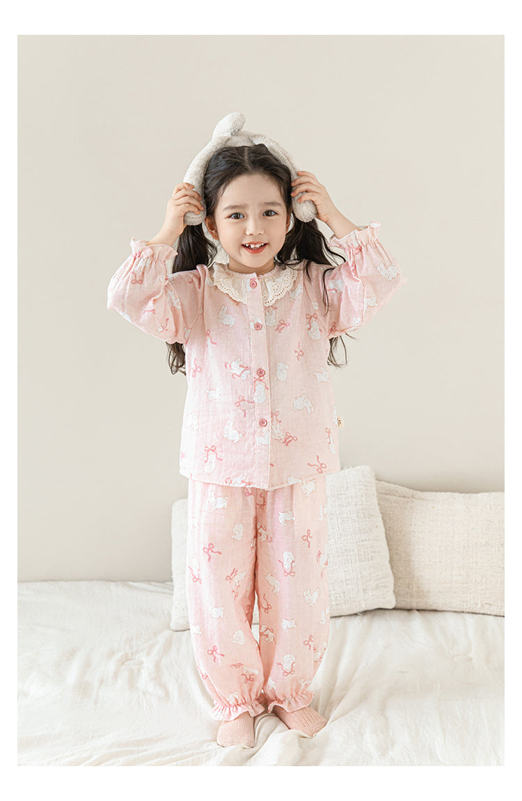 Lace Collar Button-Front Lounge Set, Blush Pink