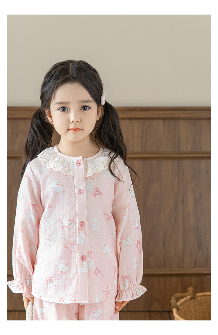 Lace Collar Button-Front Lounge Set, Blush Pink