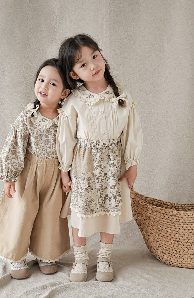 Floral Embroidered Lace Trim Blouse, Cream