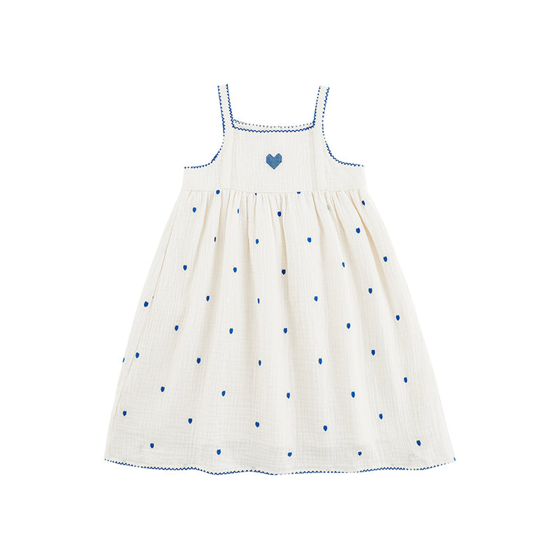 Mia Heart Embroidered Muslin Dress, Ivory