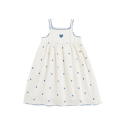 Mia Heart Embroidered Muslin Dress, Ivory