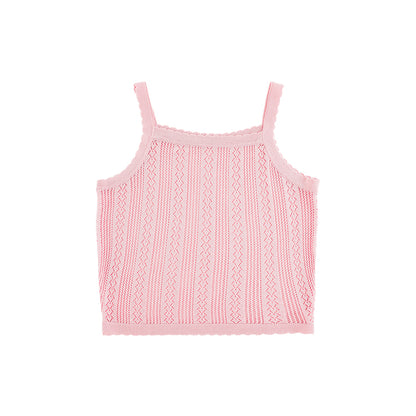 Lyocell Knit Pointelle Strap Top, Blush Pink