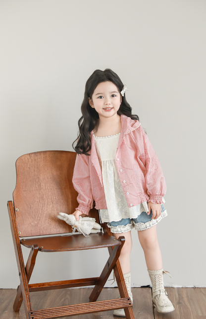 Floral Embroidered Lyocell Jacket, Rose Pink