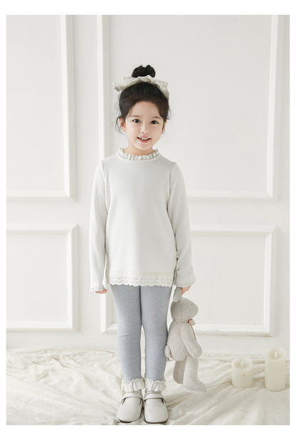 Lace Hem Leggings, Cloud Grey
