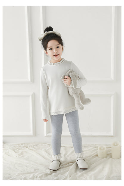 Lace Hem Leggings, Cloud Grey