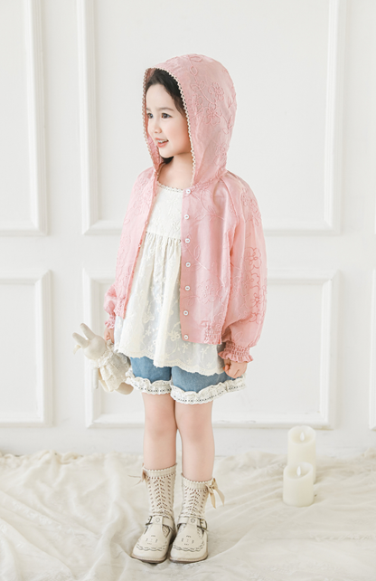 Floral Embroidered Lyocell Jacket, Rose Pink