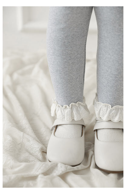 Lace Hem Leggings, Cloud Grey