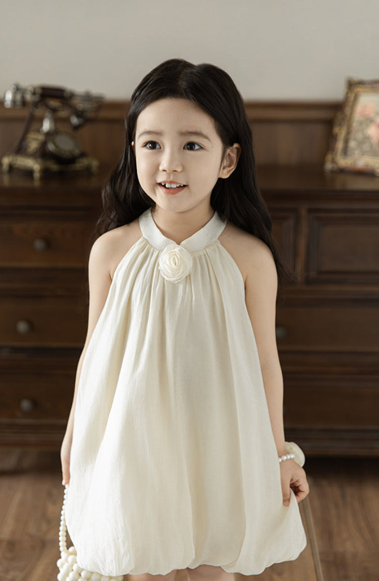 Anya Rose Appliqué Lyocell Bubble Dress, Cream