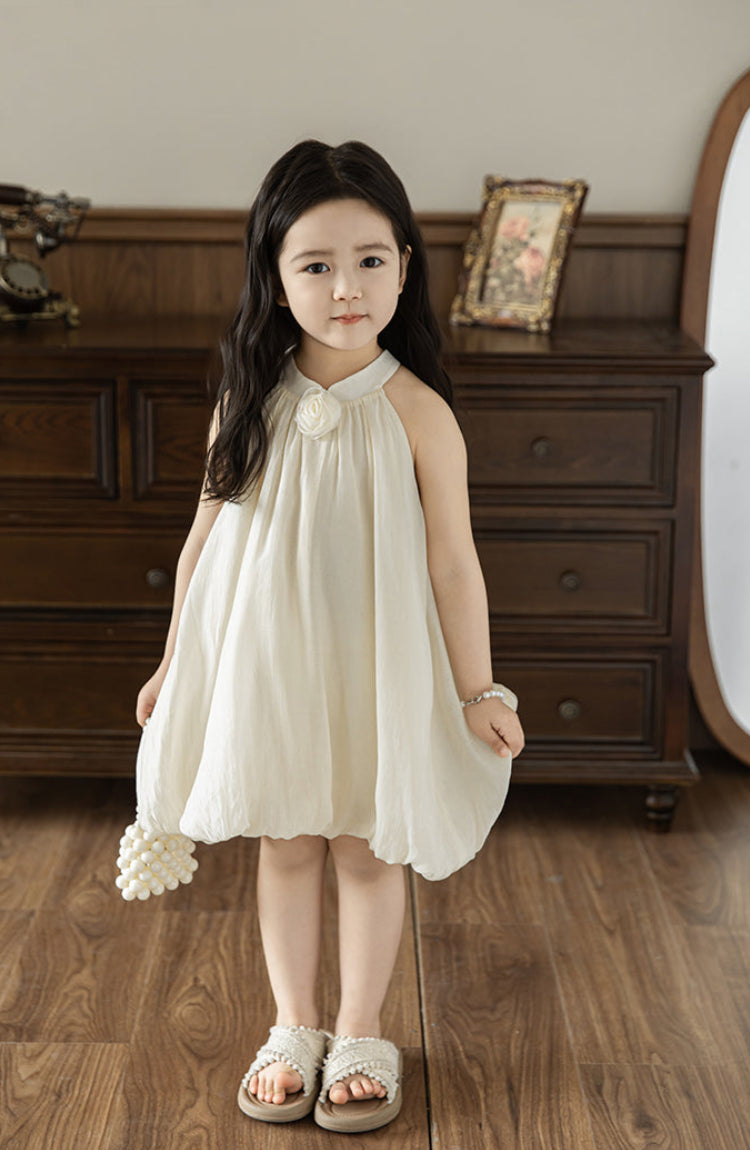 Anya Rose Appliqué Lyocell Bubble Dress, Cream
