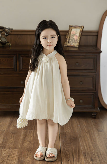 Anya Rose Appliqué Lyocell Bubble Dress, Cream