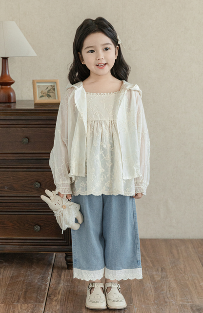 Floral Embroidered Lyocell Jacket, Ivory