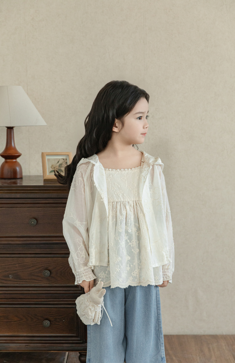 Floral Embroidered Lyocell Jacket, Ivory