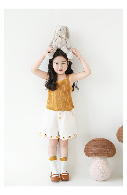 Lyocell Knit Pointelle Strap Top, Caramel