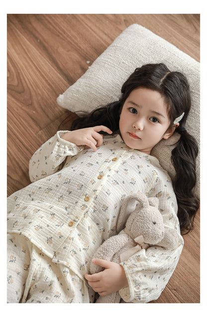 Muslin Button-Front Lounge Set, Sweet Floral