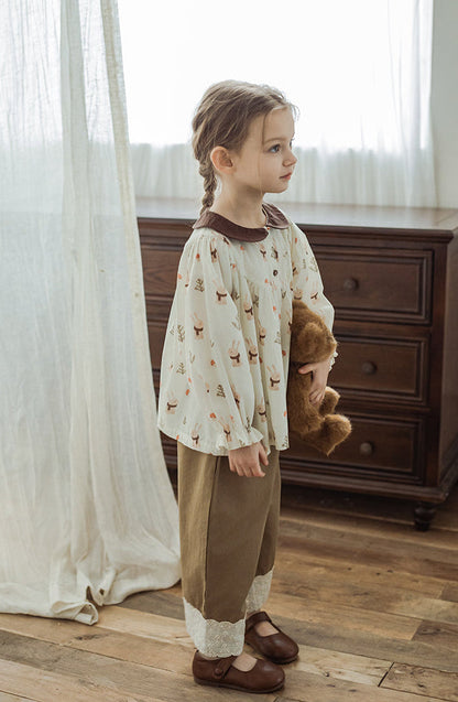 Lace Embroidered Straight Leg Trousers, Cappuccino