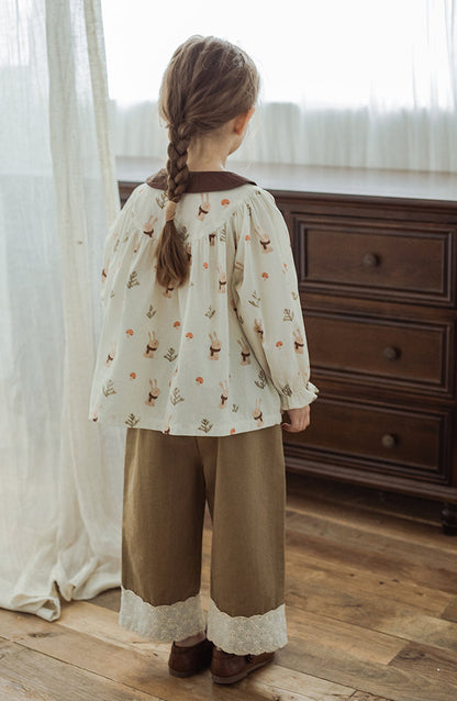 Lace Embroidered Straight Leg Trousers, Cappuccino