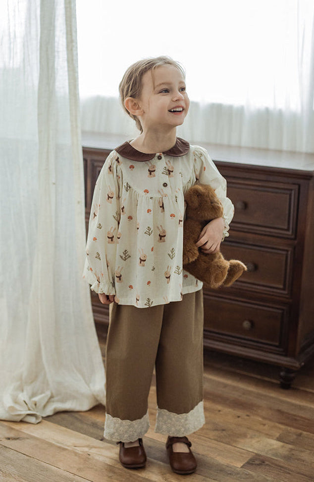 Lace Embroidered Straight Leg Trousers, Cappuccino