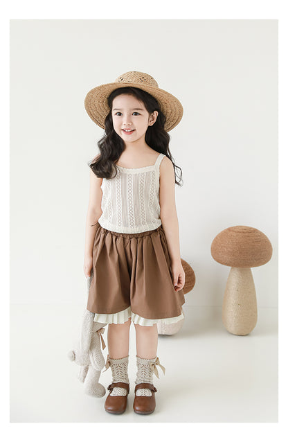 Lyocell Knit Pointelle Strap Top, Ivory