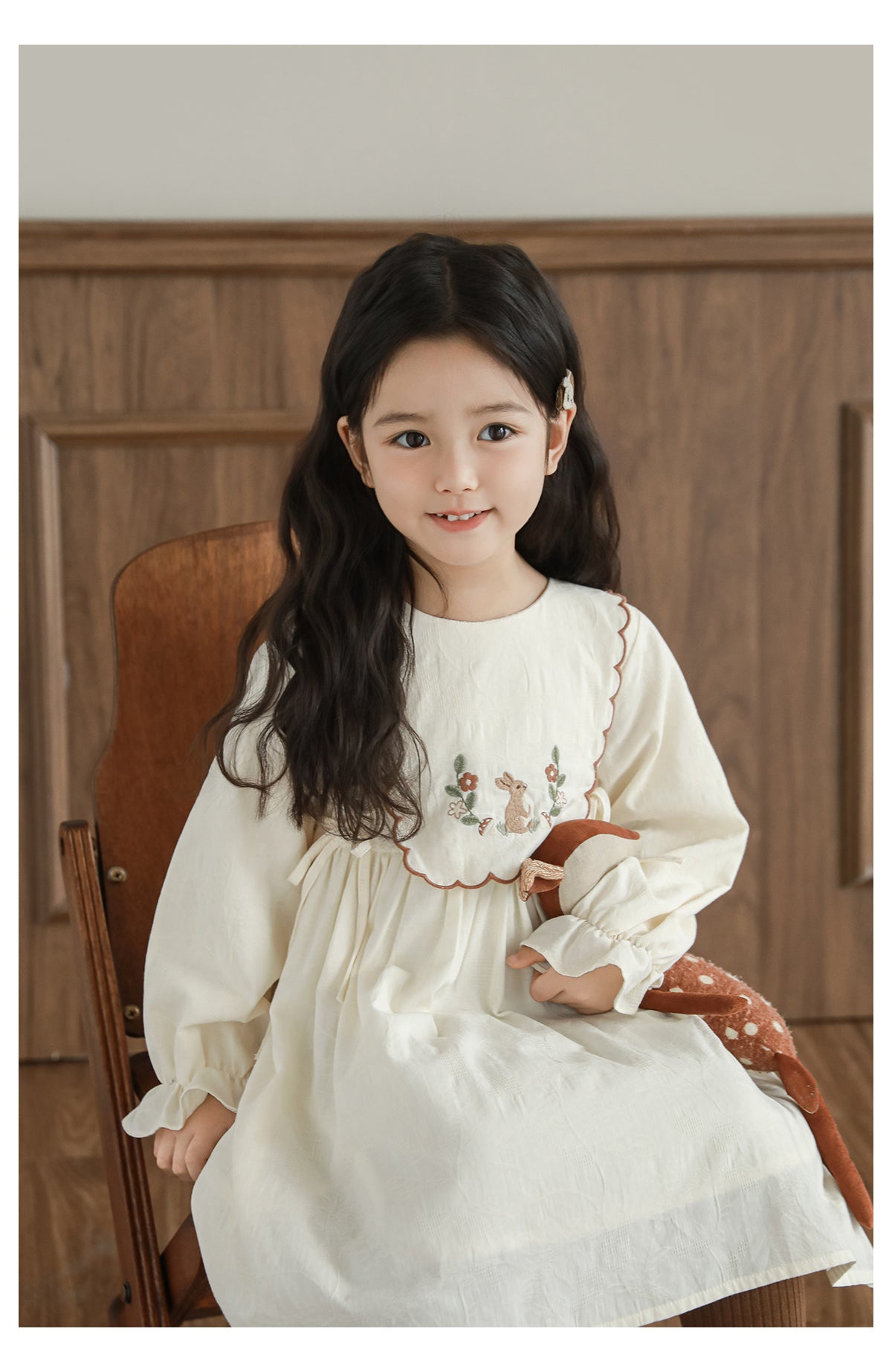 Elva Woodland Embroidered Dress, Ivory Jacquard