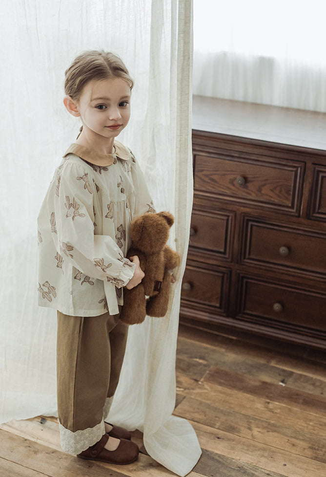 Lace Embroidered Straight Leg Trousers, Cappuccino