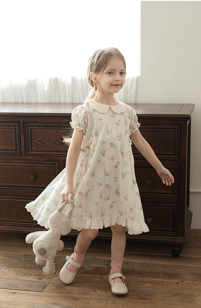 Juliet Lace Embroidered Dress, Ivory Floral