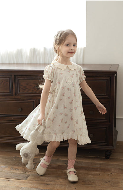 Juliet Lace Embroidered Dress, Ivory Floral