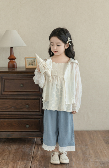 Floral Embroidered Lyocell Jacket, Ivory