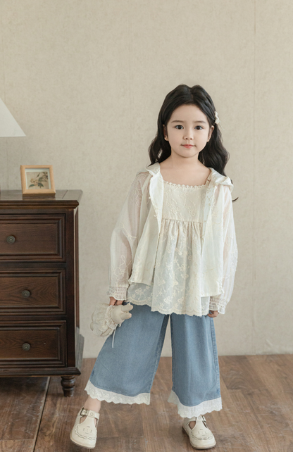 Floral Embroidered Lyocell Jacket, Ivory