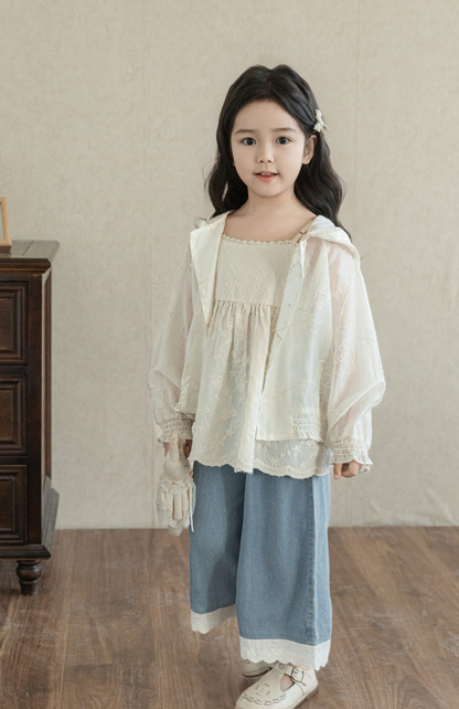 Floral Embroidered Lyocell Jacket, Ivory