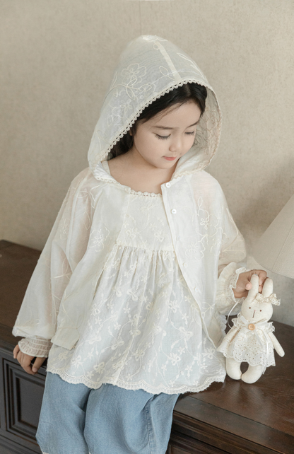 Floral Embroidered Lyocell Jacket, Ivory