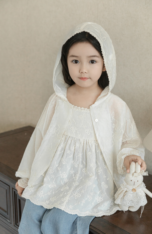 Floral Embroidered Lyocell Jacket, Ivory