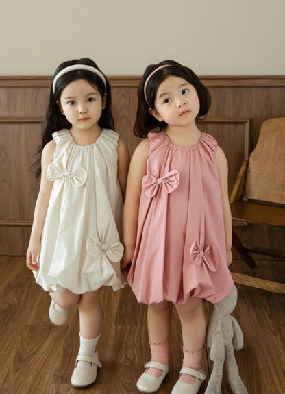 Lila Bow Appliqué Bubble Dress, Ivory