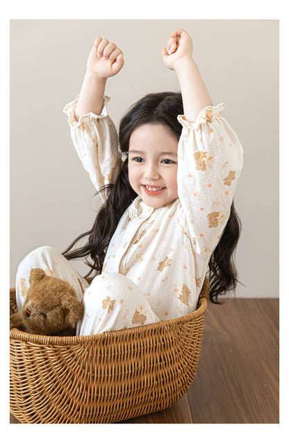 Lace Collar Button-Front Lounge Set, Teddy Dreams