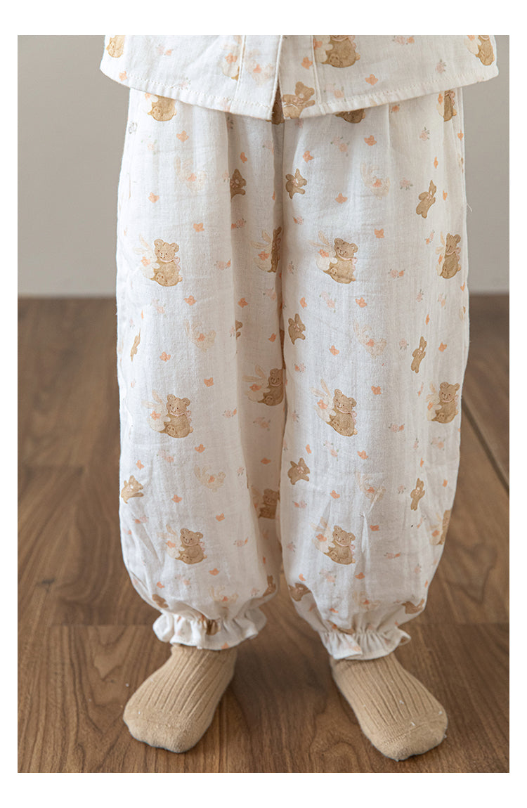 Lace Collar Button-Front Lounge Set, Teddy Dreams