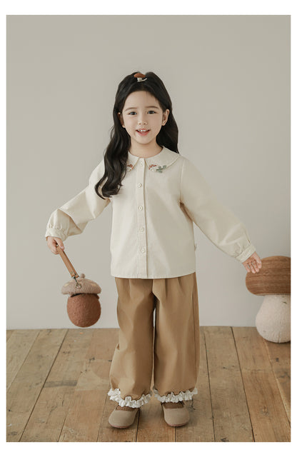 Lace Trim Tapered Trousers, Camel