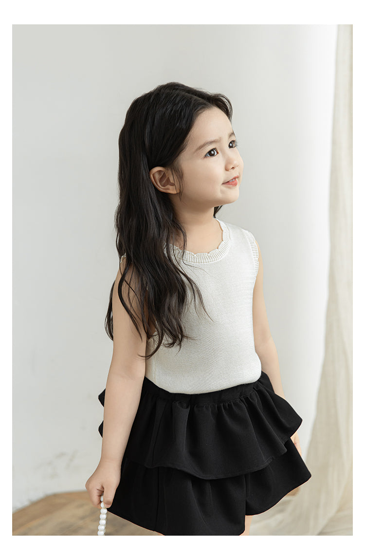 Lyocell Ribbed Knit Vest, Ivory