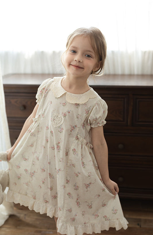 Juliet Lace Embroidered Dress, Ivory Floral